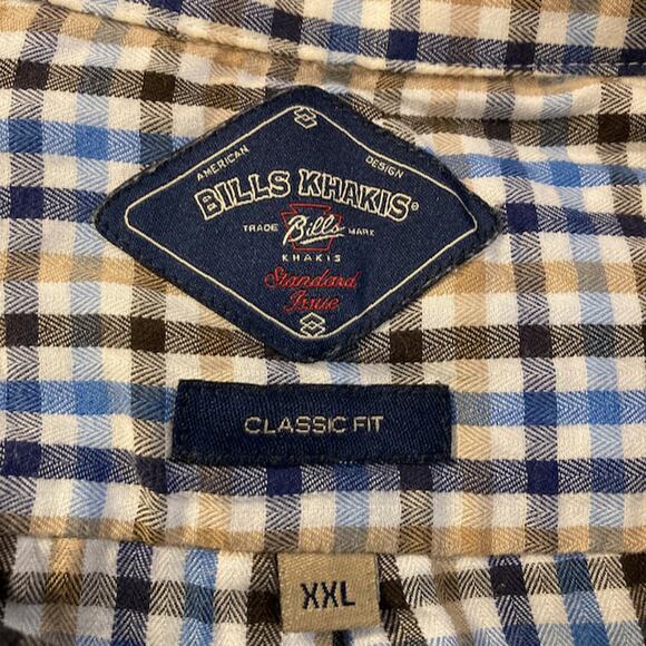 Men's XXL Bills Khakis Classic Fit Checked Button Down Long Sleeved Shirt - Picture 3 of 5